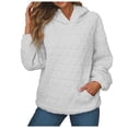 thumbnail image 1 of Tunic Tops for Women Loose Fit Casual Winter Fall Comfy Hooded Long-sleeved Bell One Shoulder with Pocket Graphic Hoodie Cotton Hoodies(White,M), 1 of 6