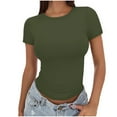 thumbnail image 1 of Tunic Tops for Women Short Sleeved Casual Solid Color Short Sleeved Crew-Neck Top, 1 of 5