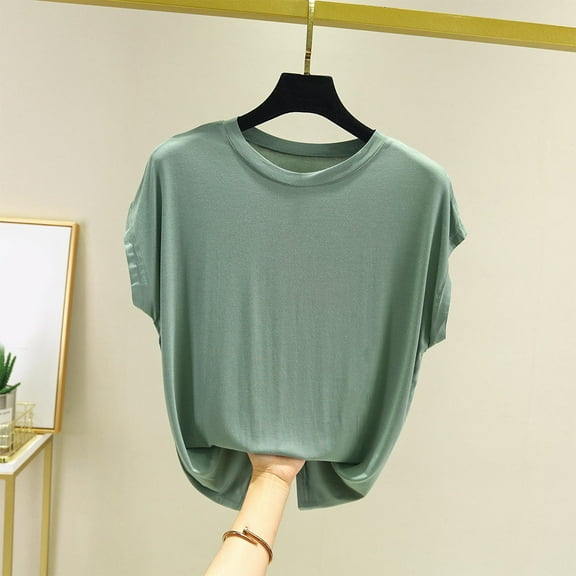 Tunic Tops for Women Summer Solid Color Crew Neck Shirts Casual Loose Fit Sleeveless Standard Straps Summer Shirts