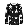 thumbnail image 1 of Tunics Tops for Women Long Sleeve Crewneck Star Printed Casual Pullover Sweatshirt Black L, 1 of 7