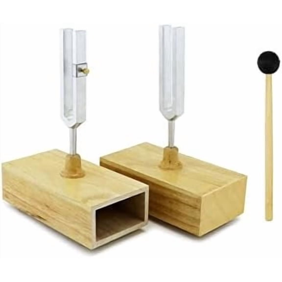 Tuning Fork 440HZ, 2 count Singing Tone Tuning Set, Steel Tuning Forks with Resonator Box for Various Experiments