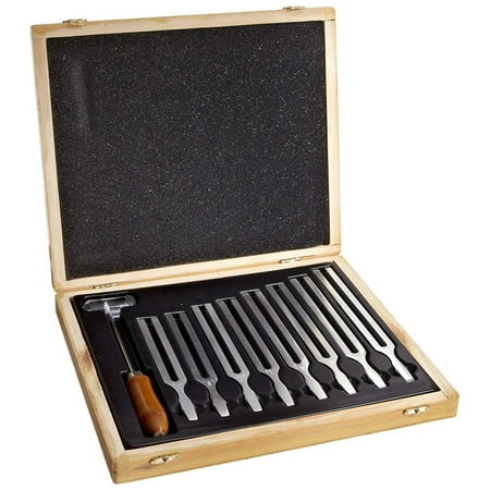 Tuning Fork Boxed Set - Includes 8 Forks, 1 Mallet, and Wooden Storage Box