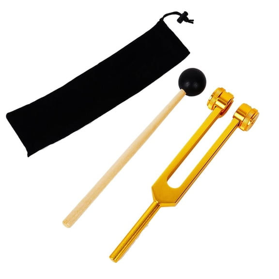 Tuning Fork Set 128Hz 256Hz for Sound Therapy, Meditation, Stress Relief, Gold
