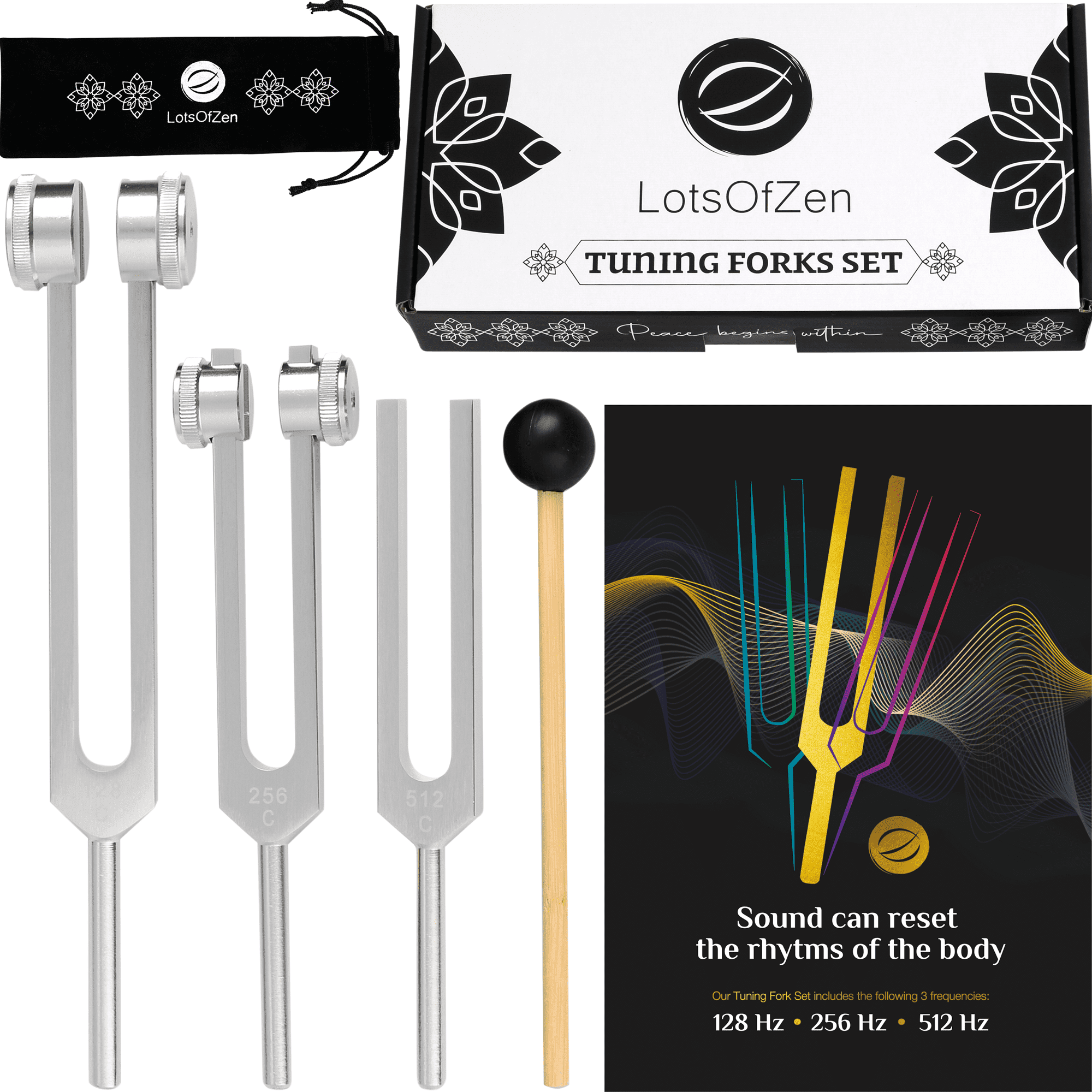 Lots of Zen Tuning Forks for Healing (128Hz, 256Hz, 512Hz Lots of Zen Tuning Forks for Healing (128Hz, 256Hz, 512Hz
