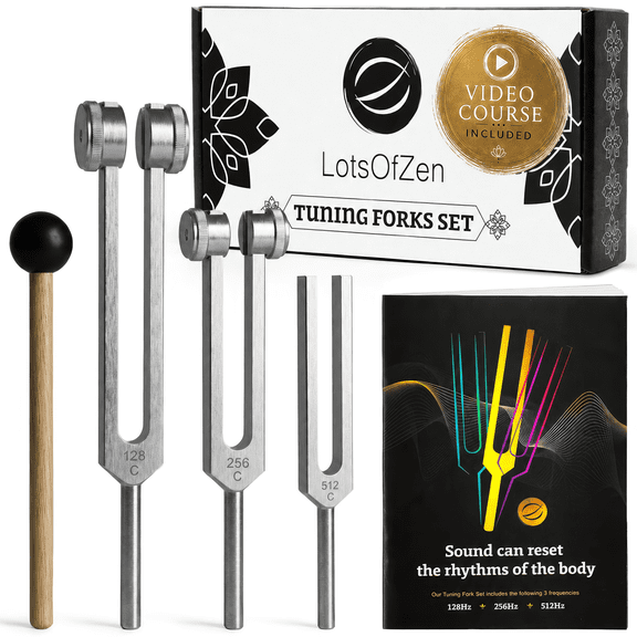Tuning Forks for Healing Set (128Hz 256Hz 512Hz) Weighted & Unweighted, Sound Therapy Kit