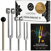Tuning Forks for Healing Set 128 Hz 256 Hz 512 Hz   Weighted & Unweighted, Sound Therapy Kit, Bonus Expert Video Course
