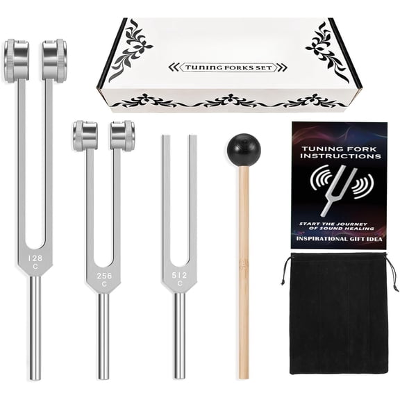 Tuning Forks Set(128Hz,256Hz,512Hz) -Grade Weighted & Unweighted Tuning Fork for Chakra/Sound /Yoga and Meditation Frequency Devices for Women