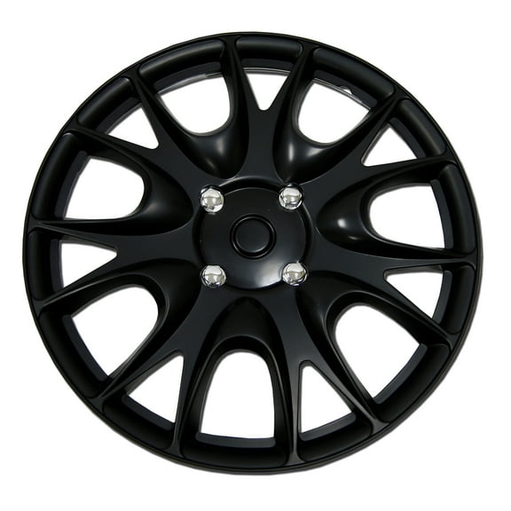 TuningPros WC-15-3533-B Set of 4 Matte Black Snap-On Hubcaps 15" - Hub Caps Wheel Skin Cover 15 Inches 4 Pcs Set