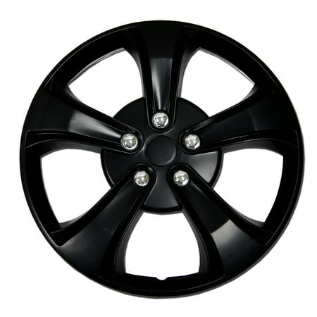 TuningPros WC-15-616-B Set of 4 Matte Black Snap-On Hubcaps 15" - Hub Caps Wheel Skin Cover 15 Inches 4 Pcs Set