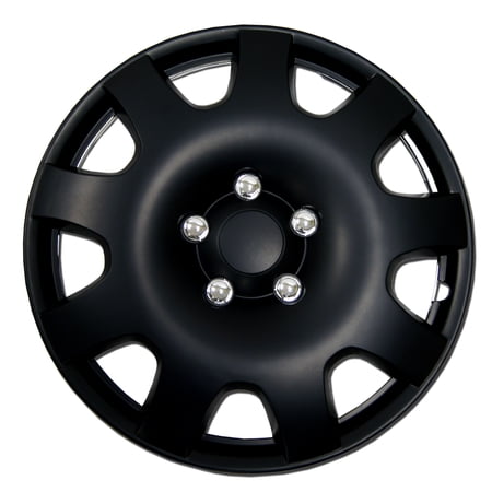 TuningPros WC-16-502-B Set of 4 Matte Black Snap-On Hubcaps 16" - Hub Caps Wheel Skin Cover 16 Inches 4 Pcs Set