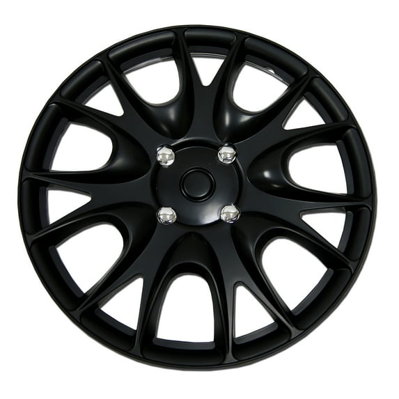 TuningPros WC-17-3533-B Set of 4 Matte Black Snap-On Hubcaps 17" - Hub Caps Wheel Skin Cover 17 Inches 4 Pcs Set