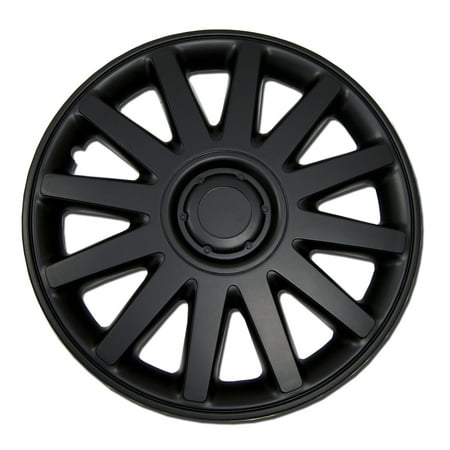 TuningPros WC-17-610-B Set of 4 Matte Black Snap-On Hubcaps 17" - Hub Caps Wheel Skin Cover 17 Inches 4 Pcs Set