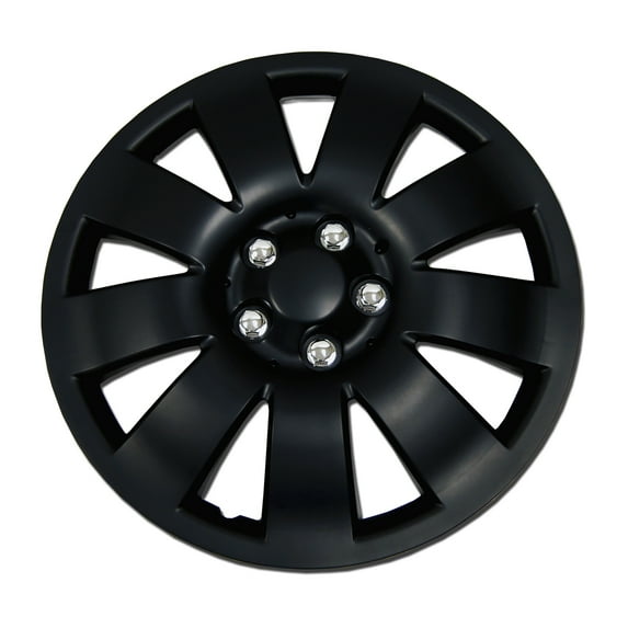 TuningPros WC-17-721-B Set of 4 Matte Black Snap-On Hubcaps 17" - Hub Caps Wheel Skin Cover 17 Inches 4 Pcs Set