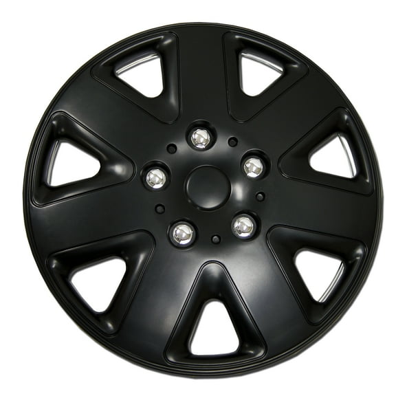 TuningPros WSC-026B15 Set of 4 Matte Black Hubcaps 15" - Hub Caps Wheel Skin Cover 15 inches 4 Pcs Set