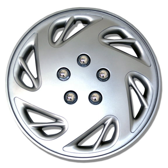 TuningPros WSC-054S15 Set of 4  Metallic Silver Hubcaps 15" - Hub Caps Wheel Skin Cover 15 inches 4 Pcs Set