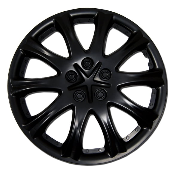 TuningPros WSC-503B15 Set of 4 Matte Black Hubcaps 15" - Hub Caps Wheel Skin Cover 15 inches 4 Pcs Set