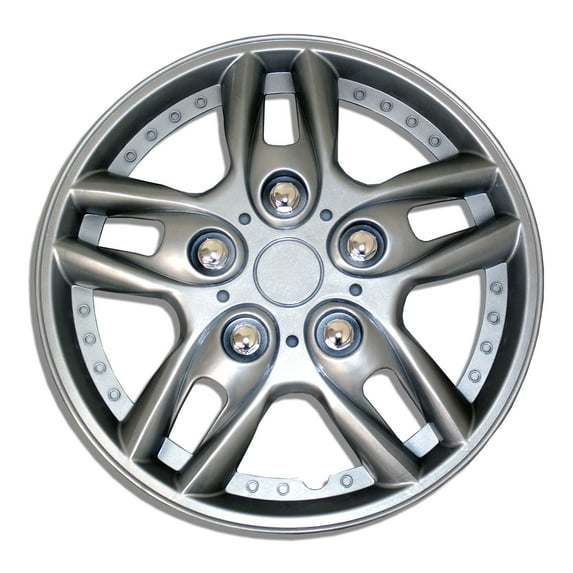 TuningPros WSC-515S14 Set of 4 Metallic Silver Hubcaps 14" - Hub Caps Wheel Skin Cover 14 inches 4 Pcs Set