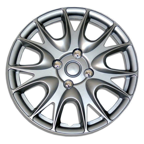 TuningPros WSC-533S14 Set of 4 Metallic Silver Hubcaps 14" - Hub Caps Wheel Skin Cover 14 inches 4 Pcs Set