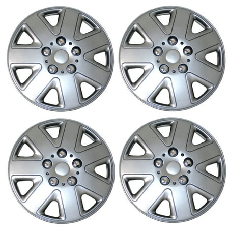 TuningPros WSC3-026S15 Set of 4 Metallic Silver Hubcaps 15" - Hub Caps Wheel Skin Cover 15 inches 4 Pcs Set