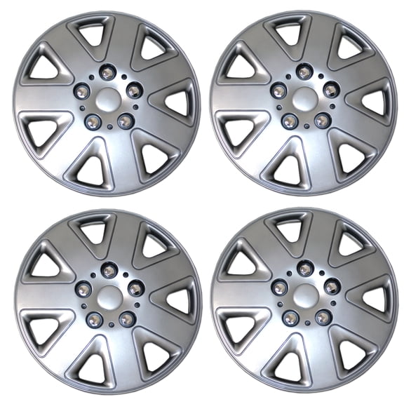 TuningPros WSC3-026S15 Set of 4  Metallic Silver Hubcaps 15" - Hub Caps Wheel Skin Cover 15 inches 4 Pcs Set