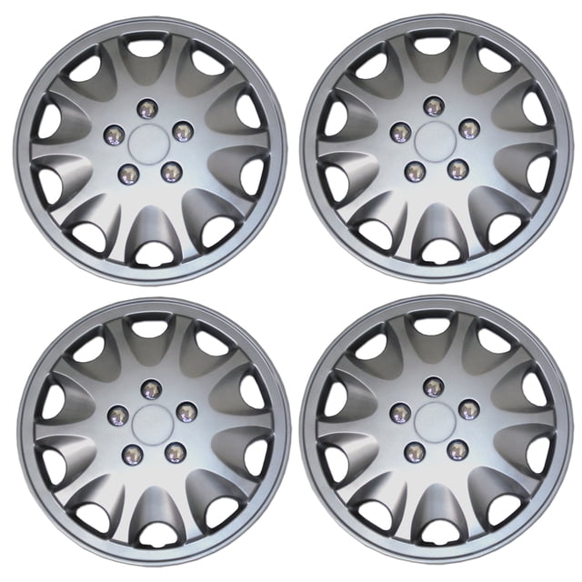Set Of 4 Silver ABS Wheel Skin Hubcaps For Chevy 1500 (2005-2015) – 6 Lug, 17-Inch Steel Wheels