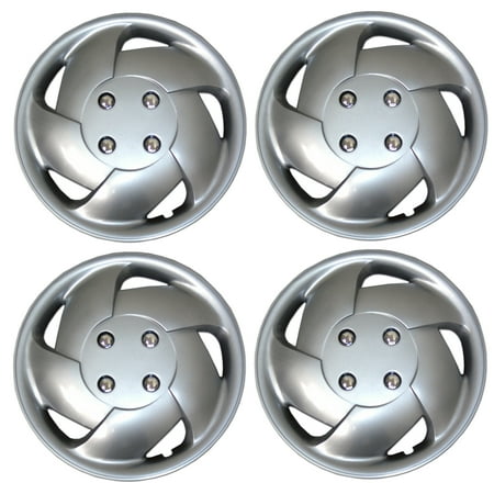 TuningPros WSC3-083S15 Set of 4 Metallic Silver Hubcaps 15" - Hub Caps Wheel Skin Cover 15 inches 4 Pcs Set