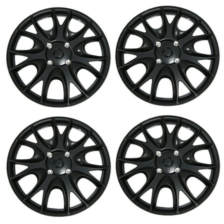 TuningPros WSC3-533B17 Set of 4 Matte Black Hubcaps 17" - Hub Caps Wheel Skin Cover 17 inches 4 Pcs Set
