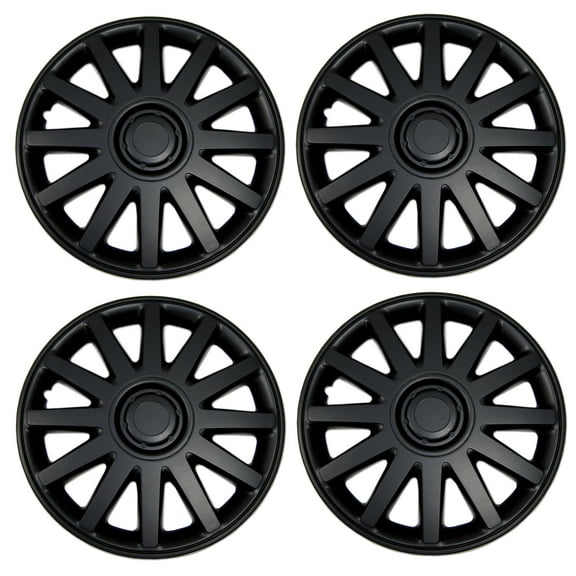 TuningPros WSC3-610B15 Set of 4  Matte Black Hubcaps 15" - Hub Caps Wheel Skin Cover 15 inches 4 Pcs Set