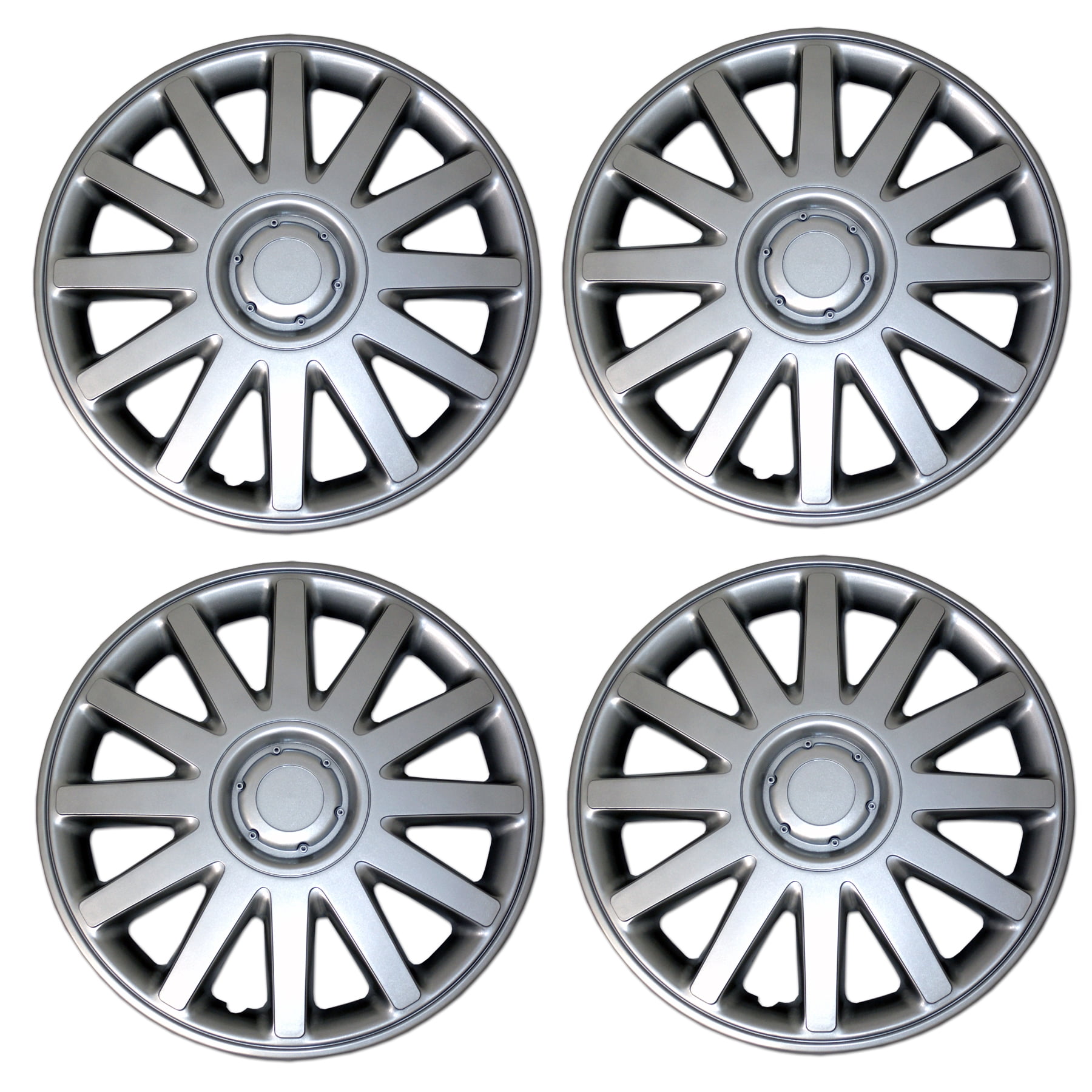 Translucent Hubcap TuningPros WSC3-610S16 Set of 4 Metallic Silver Hubcaps 16