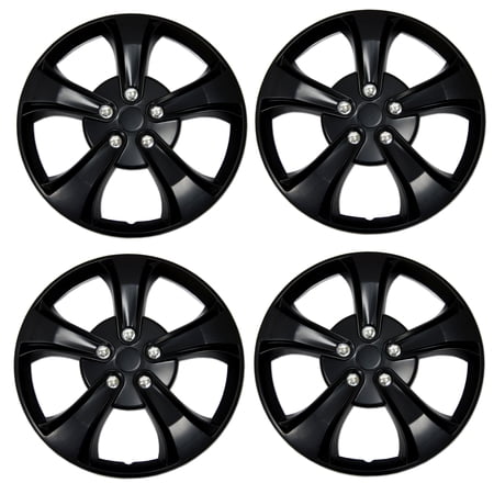 TuningPros WSC3-616B15 Set of 4 Matte Black Hubcaps 15" - Hub Caps Wheel Skin Cover 15 inches 4 Pcs Set
