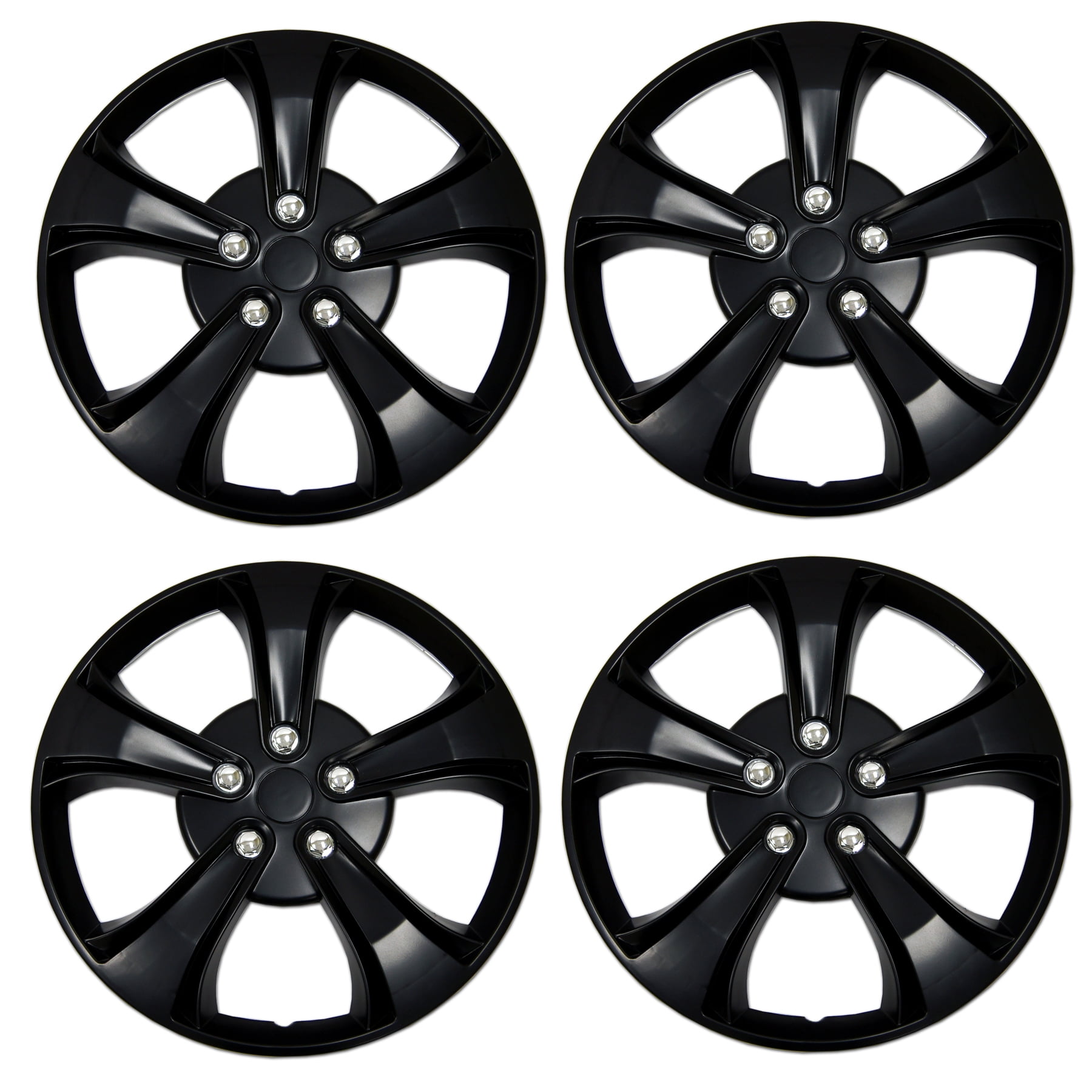 TuningPros WSC3616B17 Set of 4 Matte Black Hubcaps 17" Hub Caps