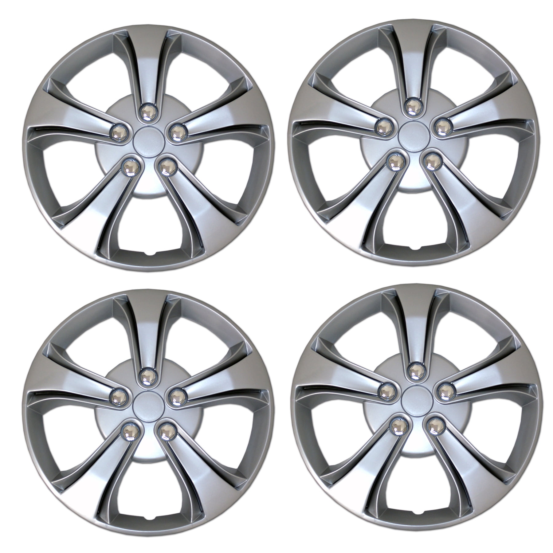 TuningPros WSC3616S17 Set of 4 Metallic Silver Hubcaps 17" Hub Caps