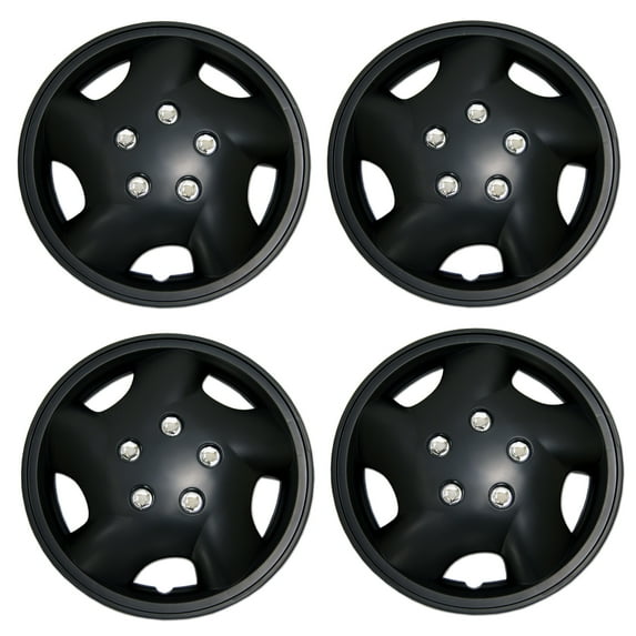 TuningPros WSC3-852B14 Set of 4 Matte Black Hubcaps 14" - Hub Caps Wheel Skin Cover 14 inches 4 Pcs Set