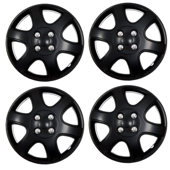 TuningPros WSC3-888B14 Set of 4 Matte Black Hubcaps 14" - Hub Caps Wheel Skin Cover 14 inches 4 Pcs Set
