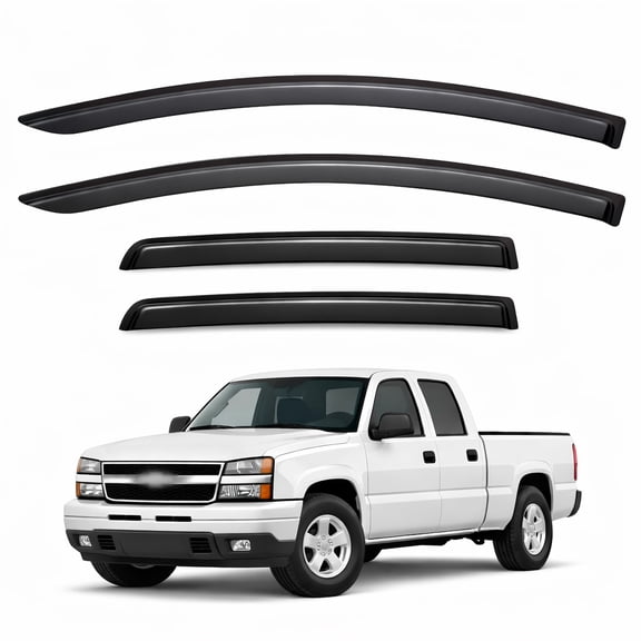 TuningPros WV2M-049 Outside Mount 2.0mm Window Visor Deflector 4 Pcs Set For 1999-2006  Silverado 1500 EXT Cab