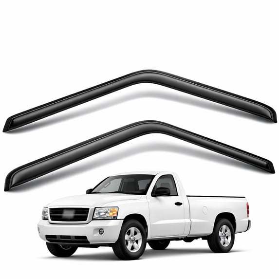 TuningPros WV2M-113 Outside Mount 2.0mm Window Visor Deflector 2 Pcs Set For 2005-2011 Dodge Dakota Club Cab