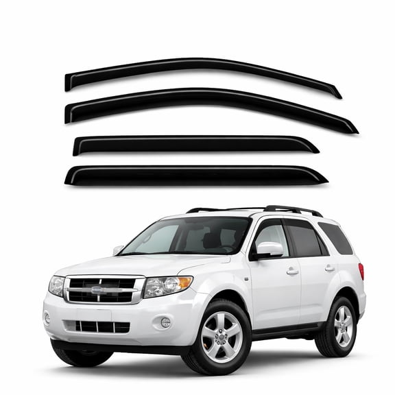 TuningPros WV2M-147-4 Outside Mount 2.0mm Window Visor Deflector 4 Pcs Set For 2008-2012 Ford Escape