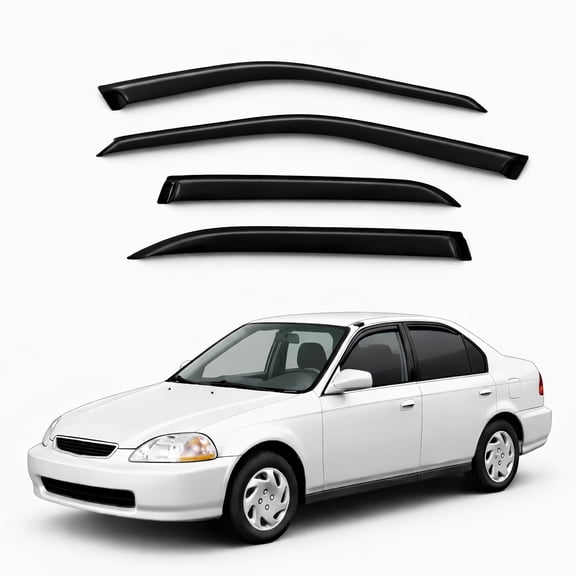 TuningPros WV2M-219 Outside Mount 2.0mm Window Visor Deflector 4 Pcs Set For 1996-2000 Honda Civic Sedan