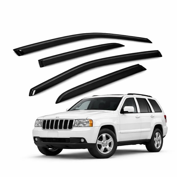 TuningPros WV2M-271 Outside Mount 2.0mm Window Visor Deflector 4 Pcs Set For 2005-2010 Jeep Grand Cherokee