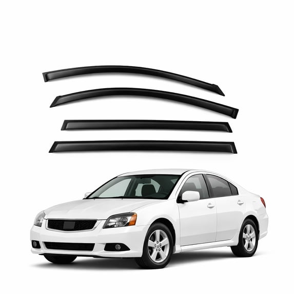 TuningPros WV2M-322 Outside Mount 2.0mm Window Visor Deflector 4 Pcs Set For 2004-2012 Mitsubishi Galant Sedan