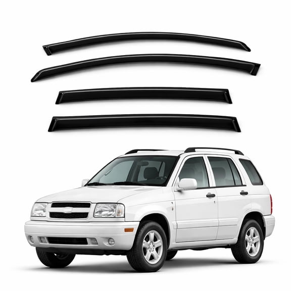 TuningPros WV2M-398 Outside Mount 2.0mm Window Visor Deflector 4 Pcs Set For 1998-2004 Chevrolet Tracker