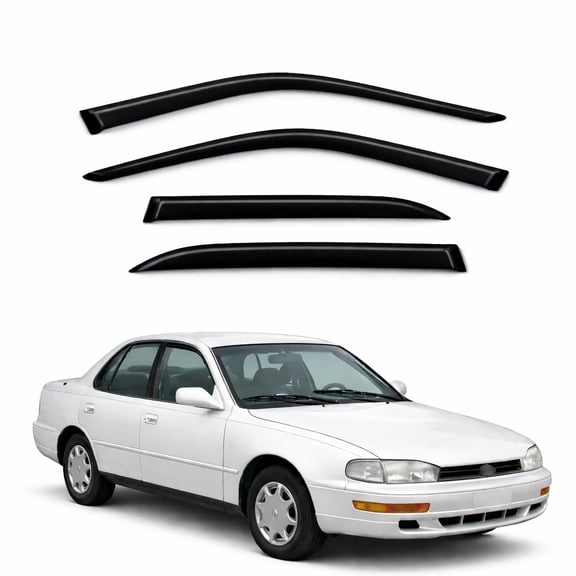 TuningPros WV2M-415 Outside Mount 2.0mm Window Visor Deflector 4 Pcs Set For 1992-1996 Toyota Camry