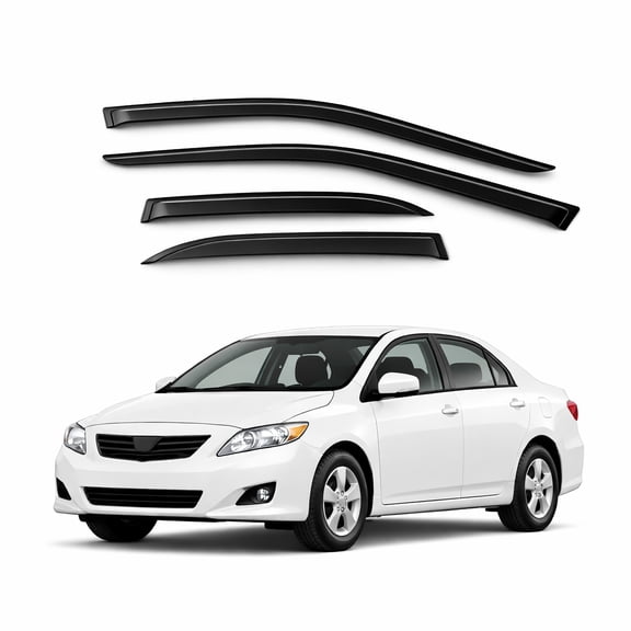 TuningPros WV2M-421 Outside Mount 2.0mm Window Visor Deflector 4 Pcs Set For 2003-2008 Toyota Corolla Sedan