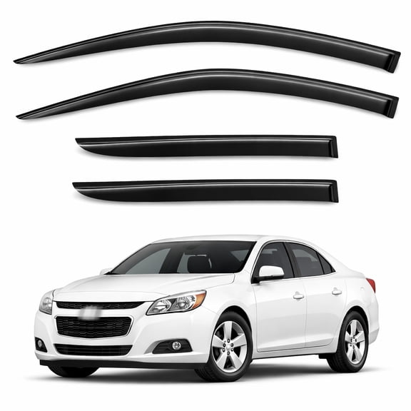 TuningPros WV2M-623 Outside Mount 2.0mm Window Visor Deflector 4 Pcs Set For 2013-2015 Chevrolet Malibu