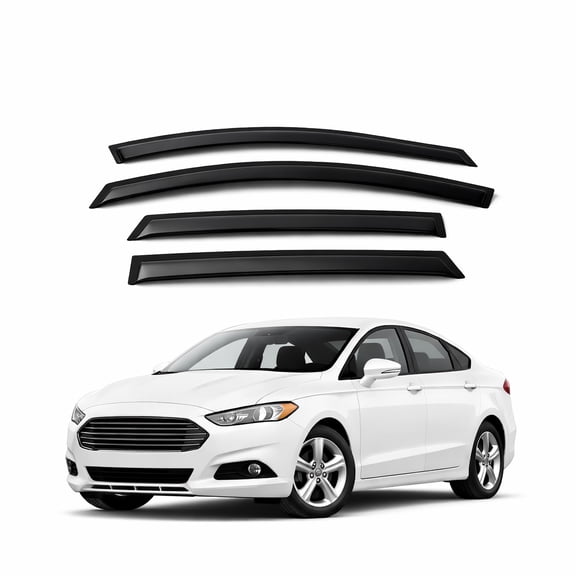 TuningPros WV2M-797 Outside Mount 2.0mm Window Visor Deflector 4 Pcs Set For 2013-2016 Ford Fusion