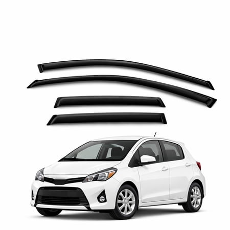 TuningPros WV2M-850 Outside Mount 2.0mm Window Visor Deflector 4 Pcs Set For 2011-2015 Toyota Yaris Hatchback
