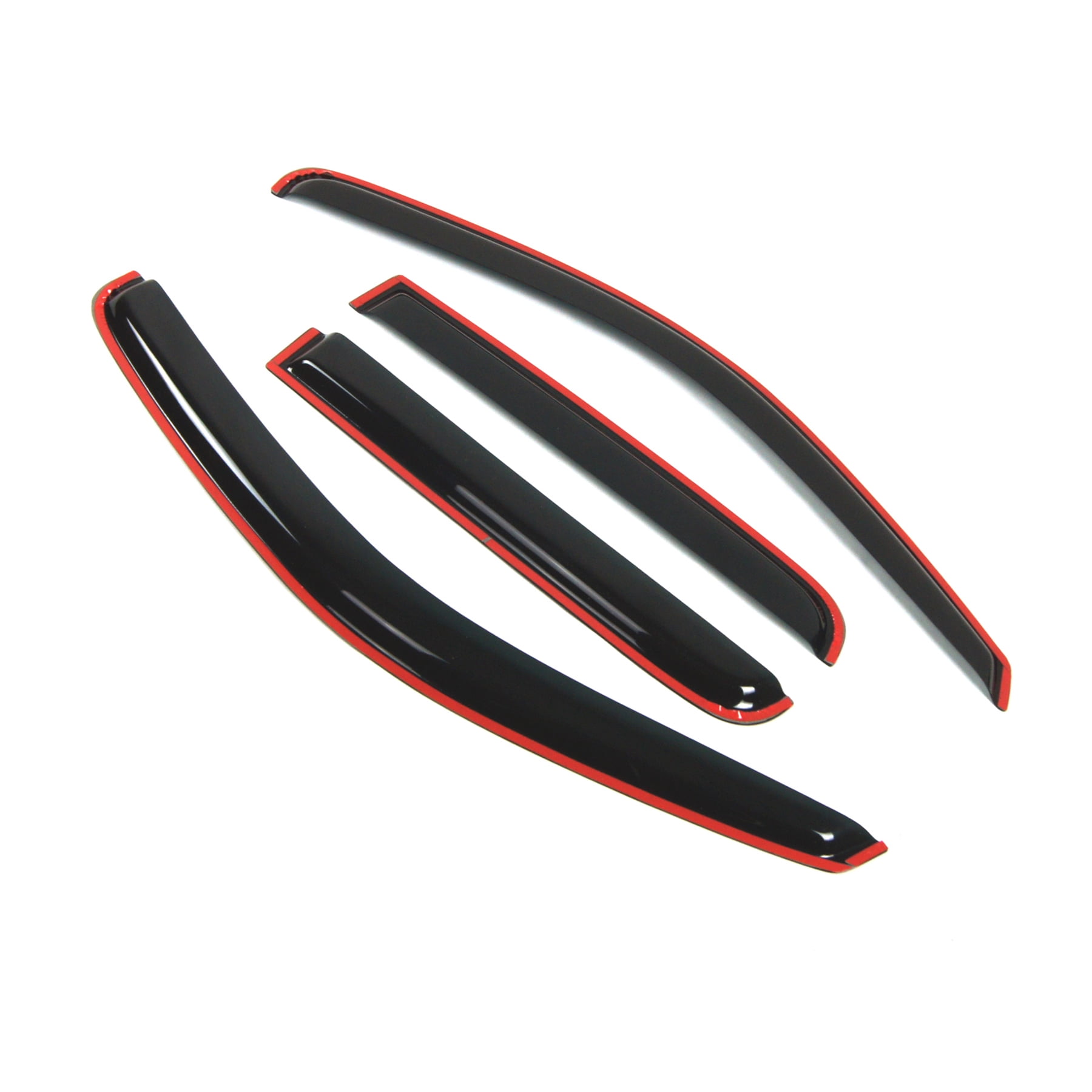 Tuningpros WD2-114i In-Channel Window Visor Deflector Rain Guard Dark Smoke 4 Pcs Set For 2000-2004 Dodge Dakota Quad Cab