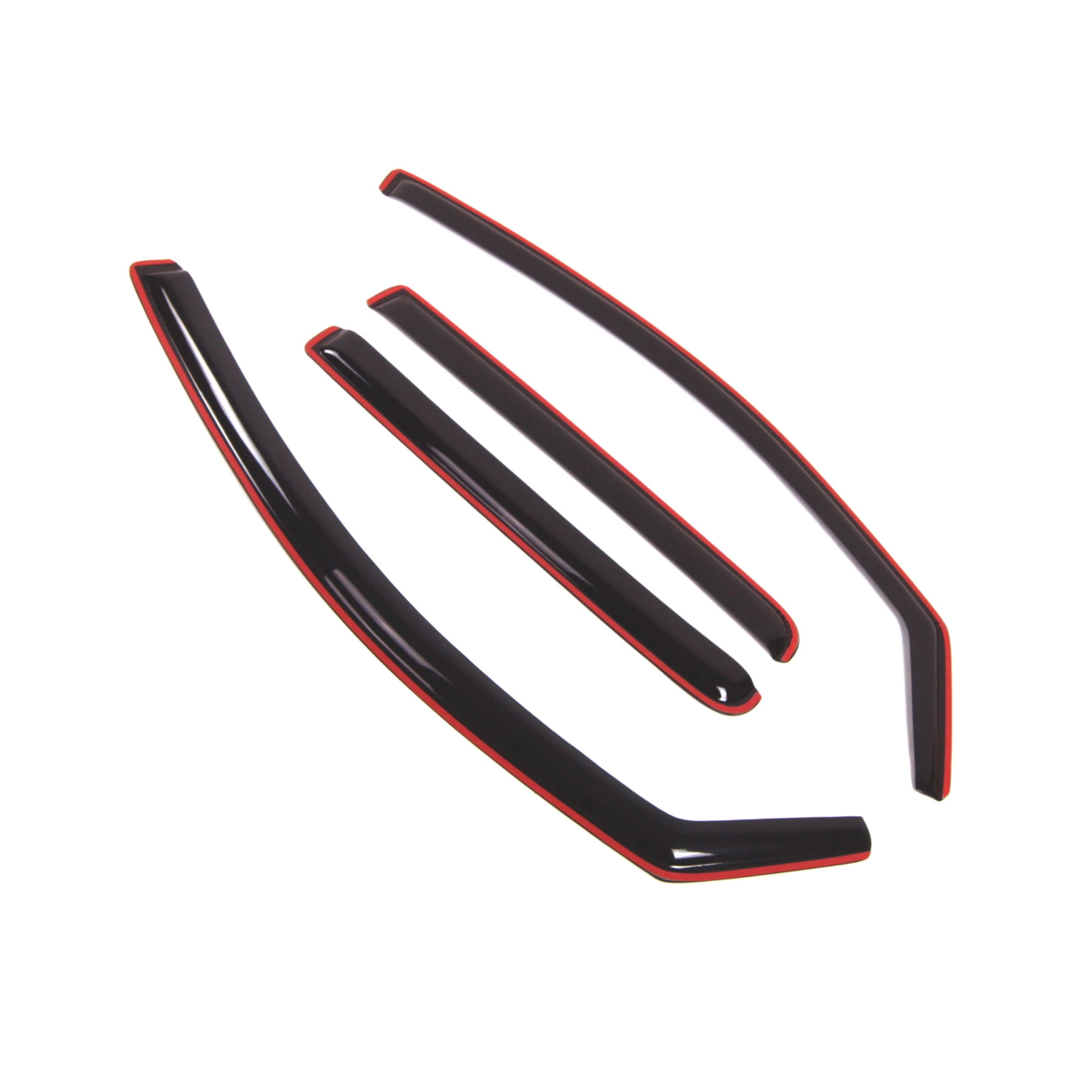 Tuningpros WD2-358i In-Channel Window Visor Deflector Rain Guard Dark Smoke 4 Pcs Set For 2004-2015 Nissan Titan Crew Cab
