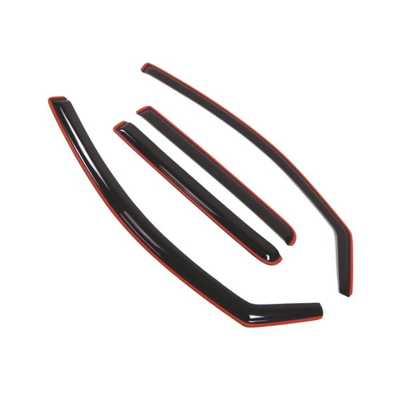Tuningpros WD2-358i In-Channel Window Visor Deflector Rain Guard Dark Smoke 4 Pcs Set For 2004-2015 Nissan Titan Crew Cab