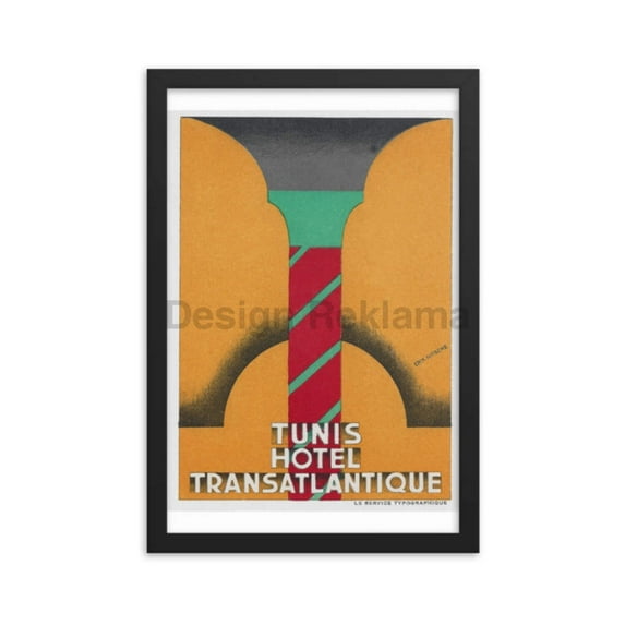 Tunis, French North Africa, Hotel Transatlantique, circa 1933, Framed poster designed by Erik Nitsche